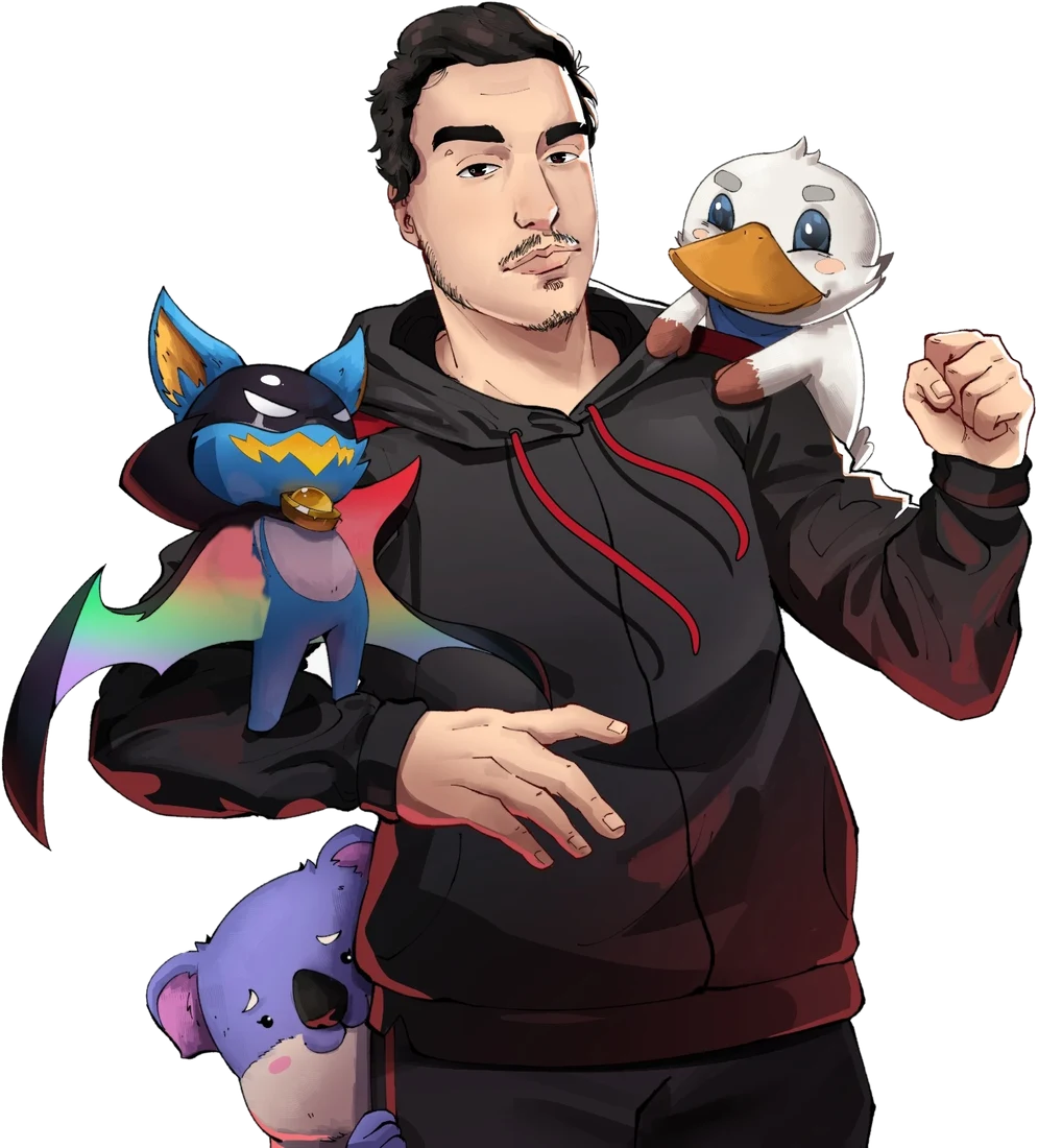 O avatar do D2K com os três mascotes